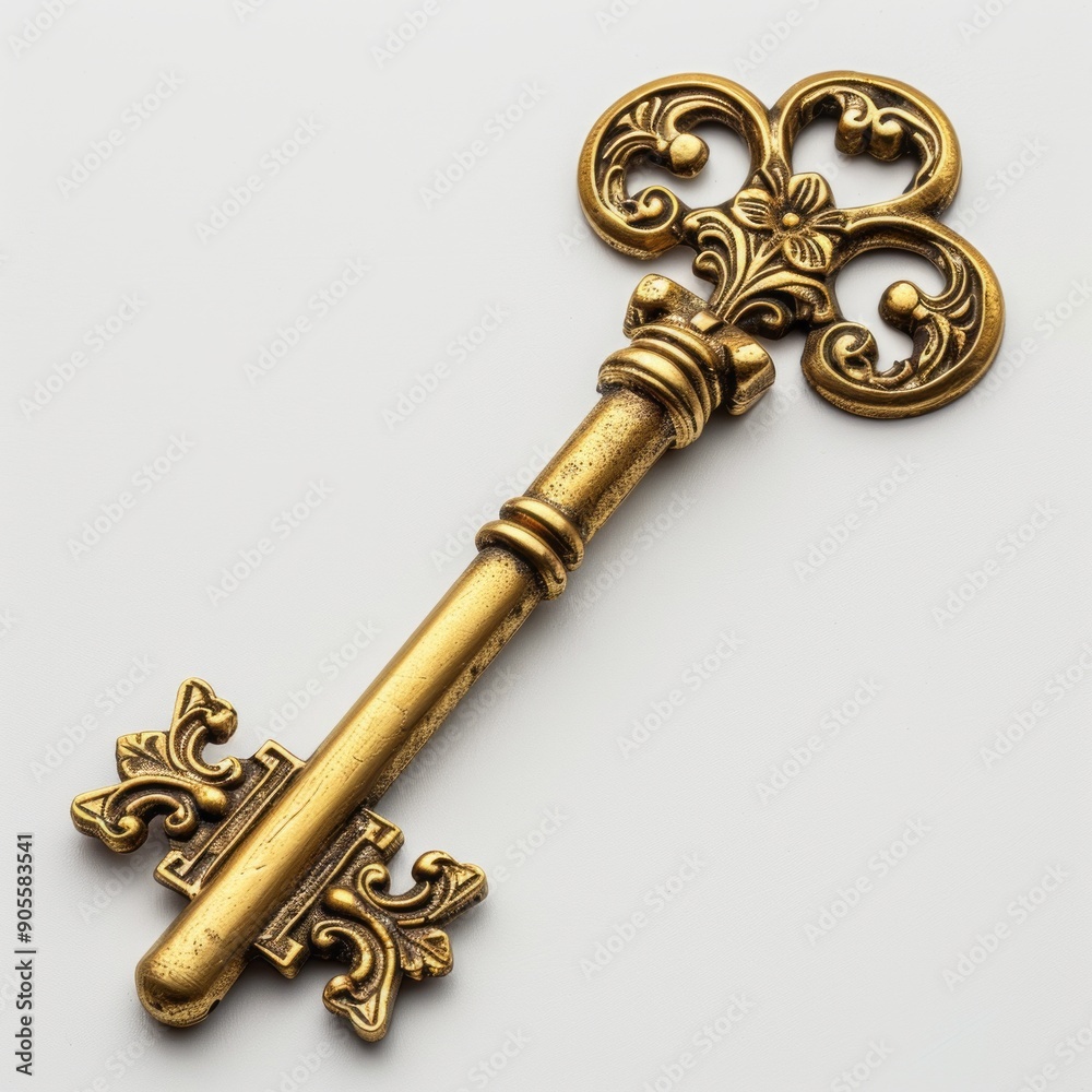 old key on white background old key on white background