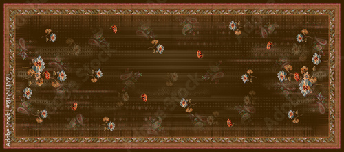 Digital Dupatta design with Flower and texture.