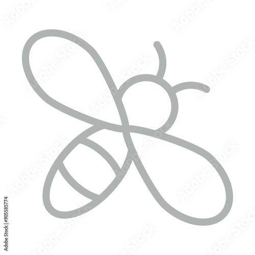 bee Vector Line Grey Icon Design