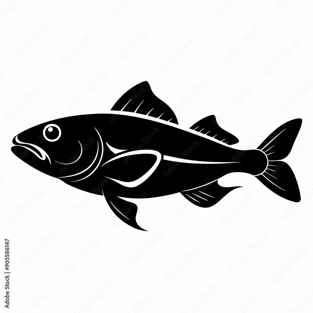Cod fish Black silhouette Cod fish Black silhouette