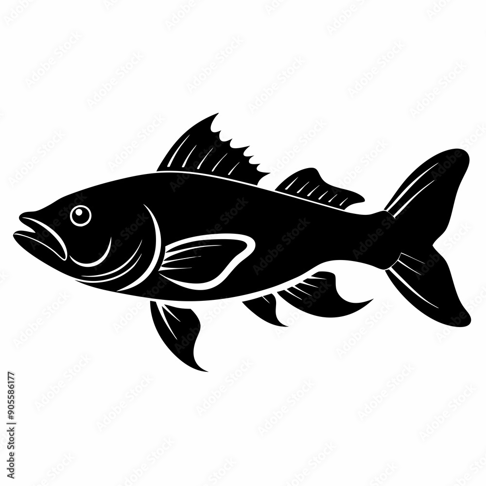 Fototapeta premium Cod fish Black silhouette