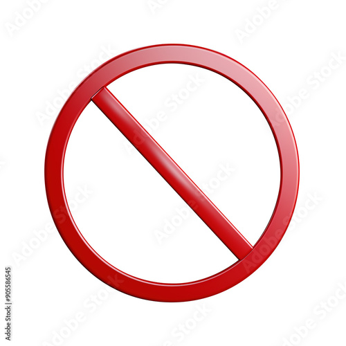 3d render of a forbidden sign not allowed on transparent background, clipping path, png, 