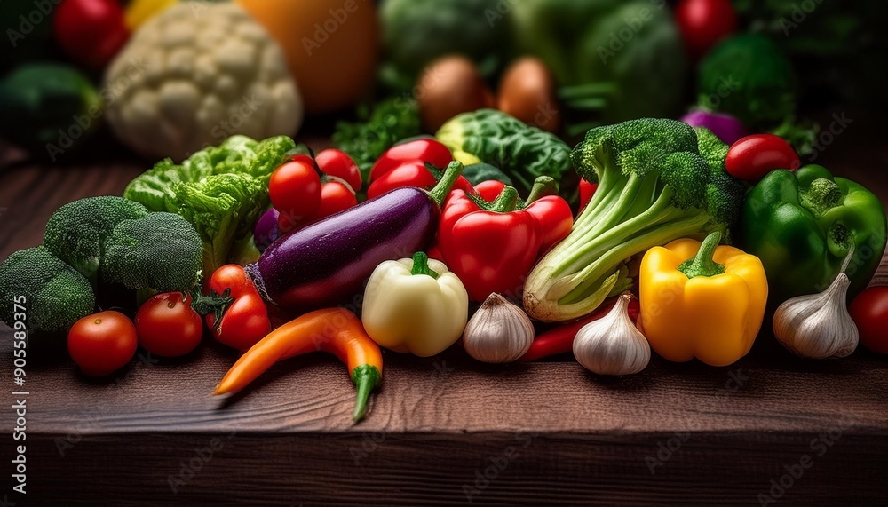 Fresh vegetables on rustic wooden table Fresh vegetables on rustic wooden table