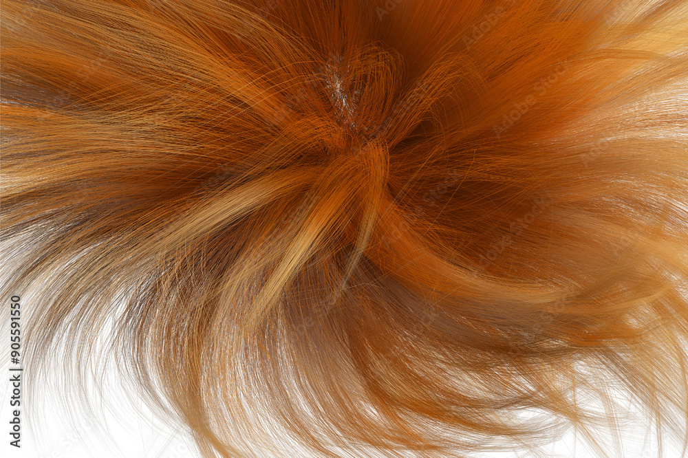 Naklejka premium Beautiful shiny caramel brown hair texture closeup.