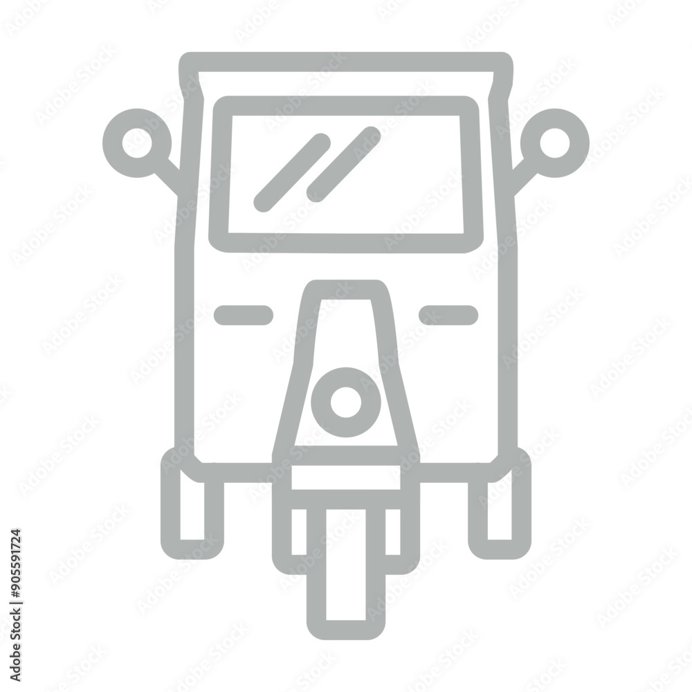 Auto Rickshaw Vector Line Grey Icon Design Auto Rickshaw Vector Line Grey Icon Design