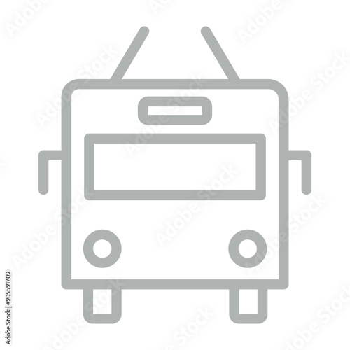 Trolleybus Vector Line Grey Icon Design