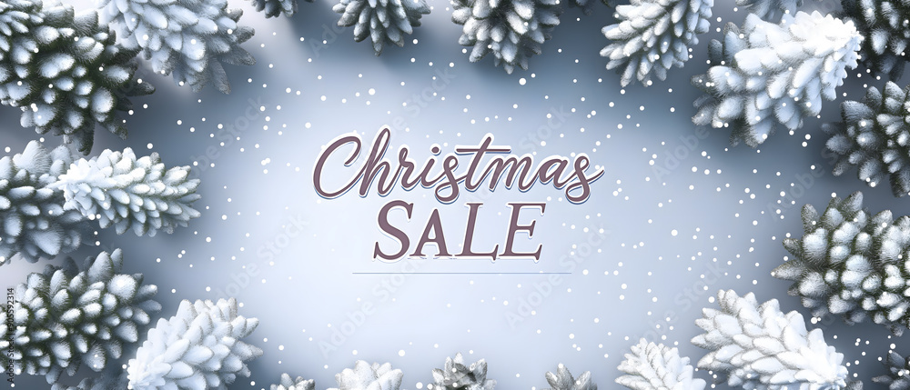Christmas Sale text written between snowy trees. Christmas Sale text written between snowy trees.