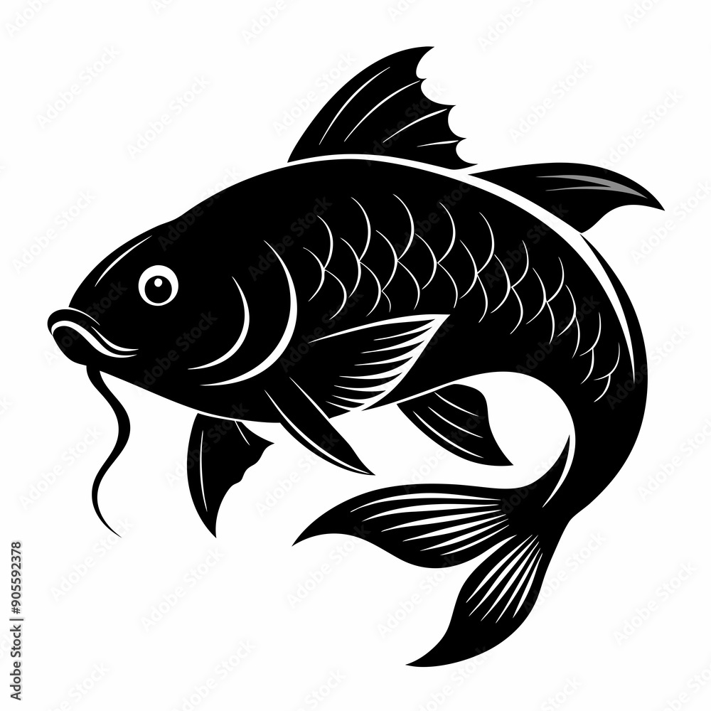Fototapeta premium Carp Black silhouette