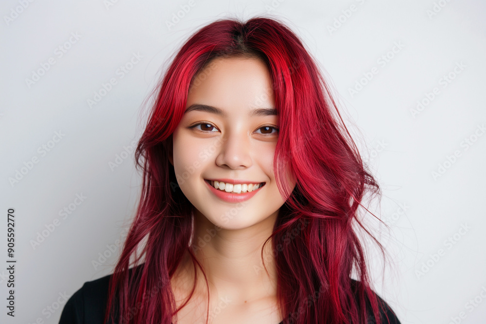 Fototapeta premium Portrait of beautiful young fashionable Asian woman on white background. Studio shot, copy space