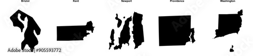 Bristol, Kent, Newport, Providence, Washington outline maps