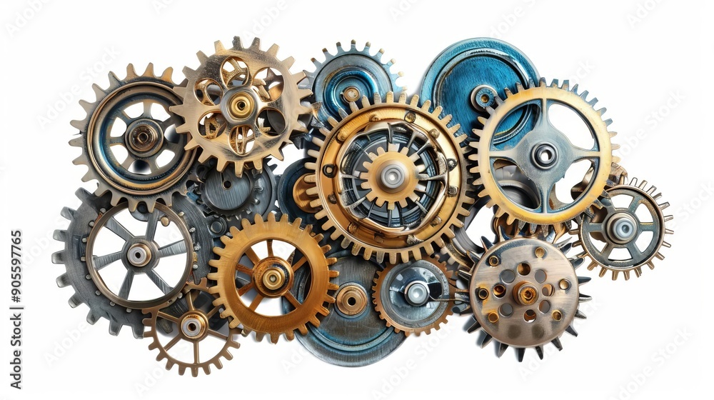 Mechanical marvel An intricate assembly of interlocking cogs and gears. Mechanical marvel An intricate assembly of interlocking cogs and gears.