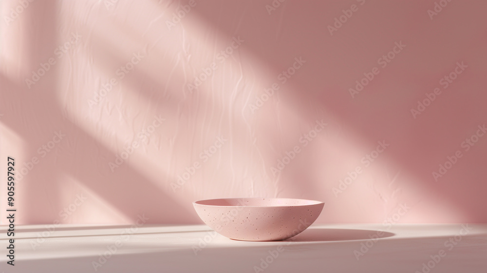 Minimalist Light Pink Background with Ceramic Bowl Minimalist Light Pink Background with Ceramic Bowl