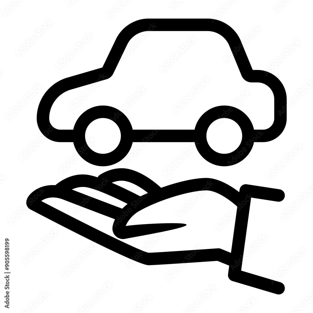 Car insurance icon in thin line style vector illustration graphic design