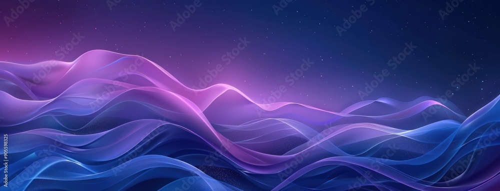 Abstract Purple and Blue Waves Against a Starry Night Abstract Purple and Blue Waves Against a Starry Night