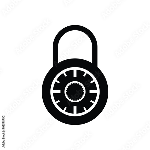 Wide Combination dial padlock icon, Combination lock vector icon for apps and web