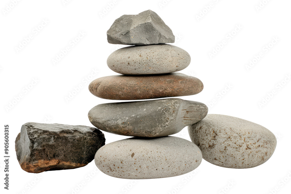 Stacked spa stones in a Zen-inspired pyramid, isolated on white background. Stacked spa stones in a Zen-inspired pyramid, isolated on white background.