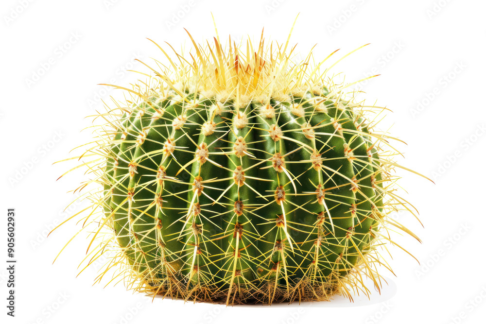 Realistic photo of Echinocactus grusonii or Golden Barrel cactus isolated on white background. Realistic photo of Echinocactus grusonii or Golden Barrel cactus isolated on white background.