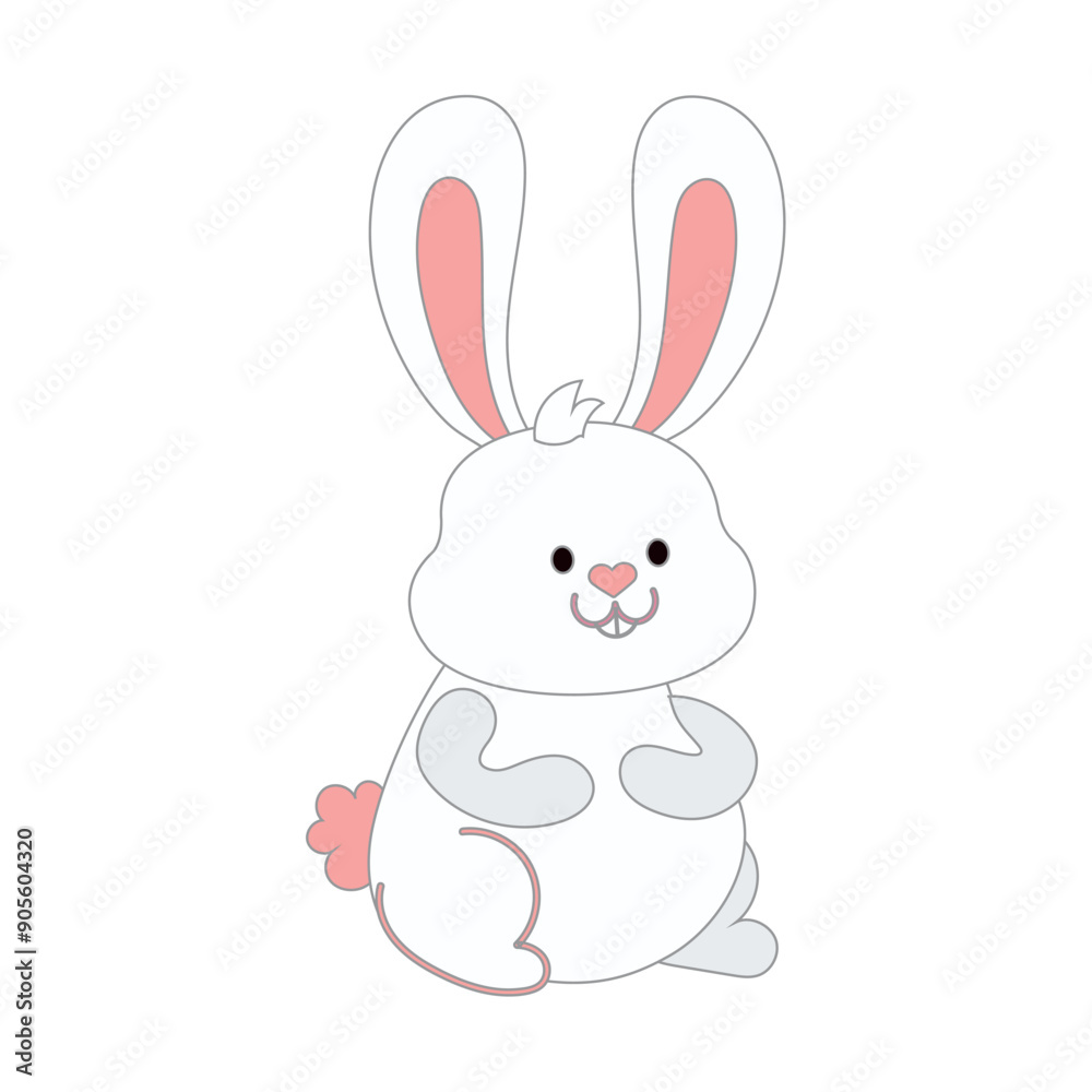 Cute easter bunny cartoon Kawai Vector Cute easter bunny cartoon Kawai Vector
