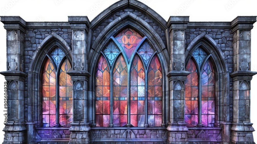 Fototapeta premium Stained Glass Windows of an Abandoned Gothic Church