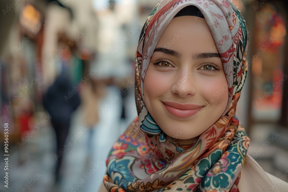 Portrait of a Smiling Woman Wearing a Headscarf Portrait of a Smiling Woman Wearing a Headscarf