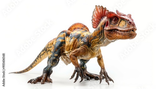 Dilophosaurus dinosaur isolated on all-white background photo