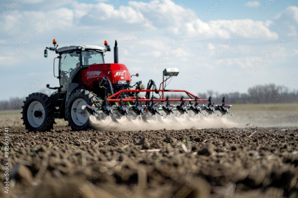 Fototapeta premium Modern No-Till Planter Machine in Action for Efficient Sustainable Agriculture