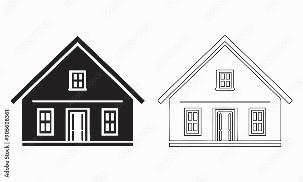 Home, House vector illustration, black icon, symbol Home, House vector illustration, black icon, symbol