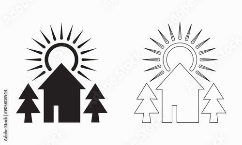 Home, House vector illustration, black icon, symbol