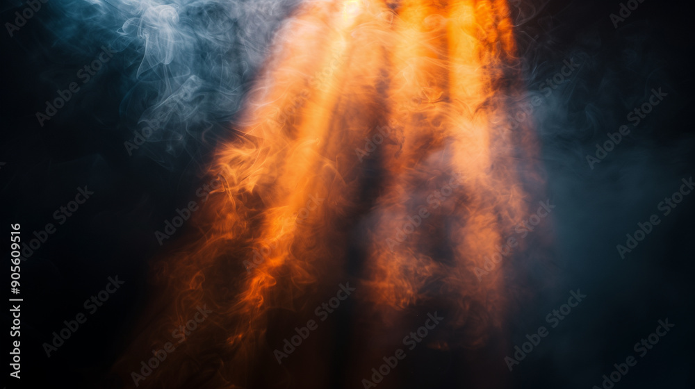 Fototapeta premium Orange and Blue Smoke in Dramatic Lighting