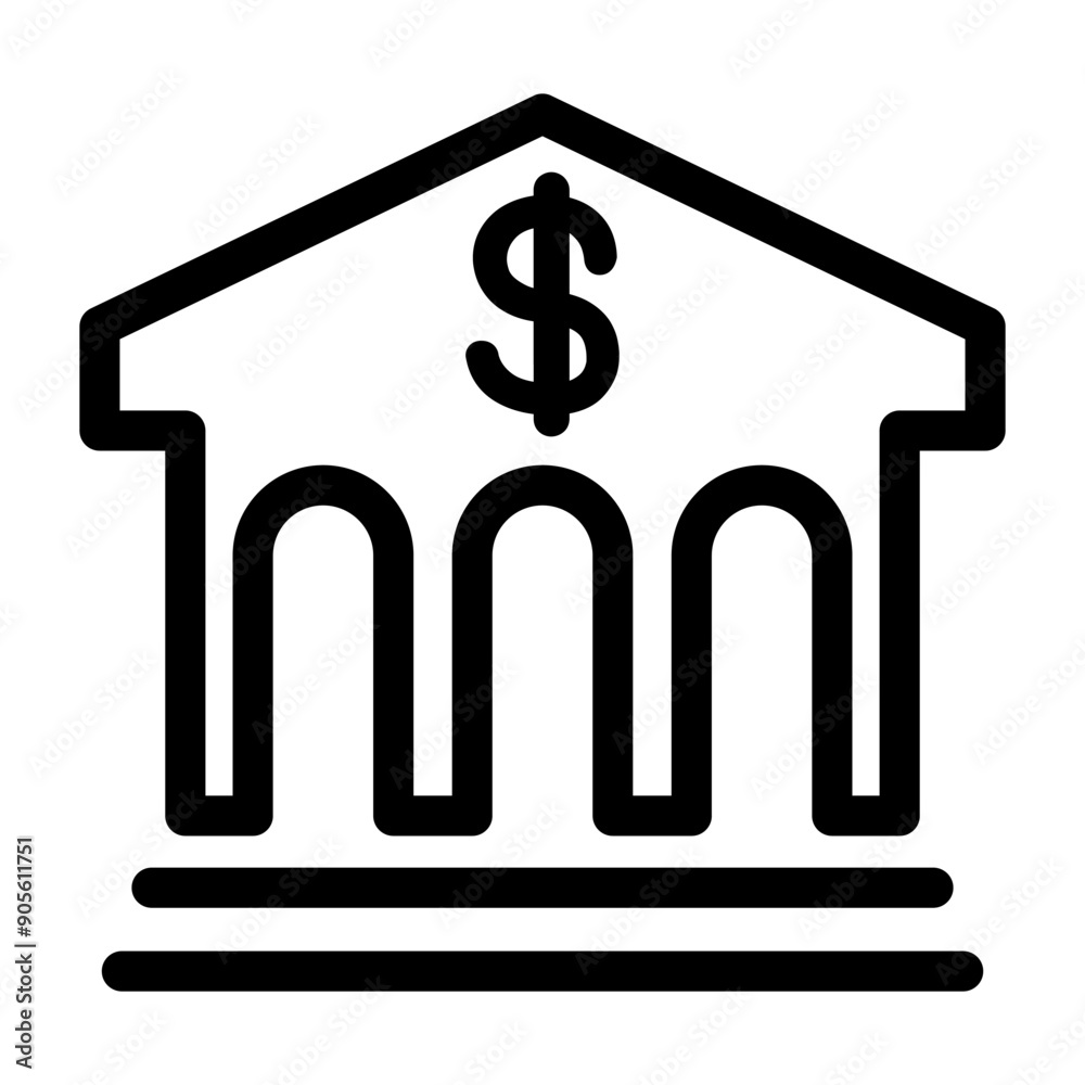 Bank icon in thin line style vector illustration graphic design Bank icon in thin line style vector illustration graphic design