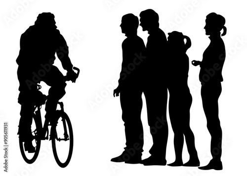 Sport people whit bike on white background
