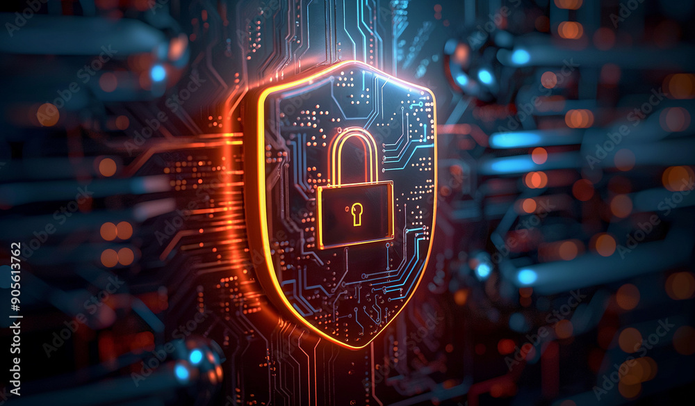 Fototapeta premium Cybersecurity Digital Art Data Protection and Network Security