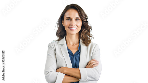 Beautiful business woman professional in a suit on transparent background. 
