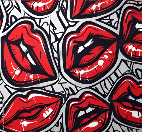 Red Lips Graffiti Art