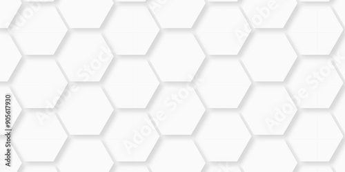 Vector abstract hexagonal futuristic geometric backdrop White background and embossed hexagon , honeycomb white hexagon concept design abstract technology background vector background, or wallpaper.