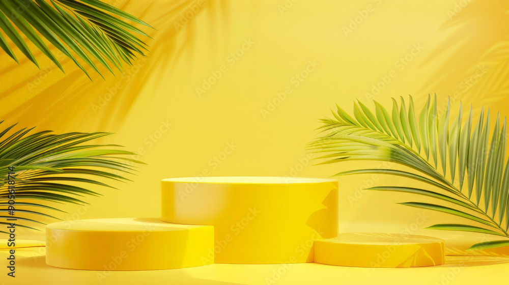 yellow podium product background 3d display yellow podium product background 3d display