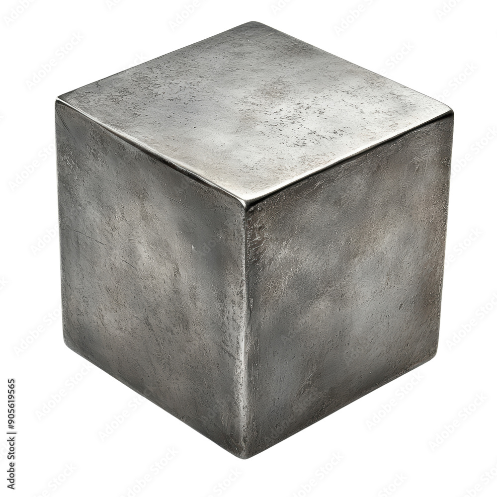 A silver cube with a rough surface A silver cube with a rough surface
