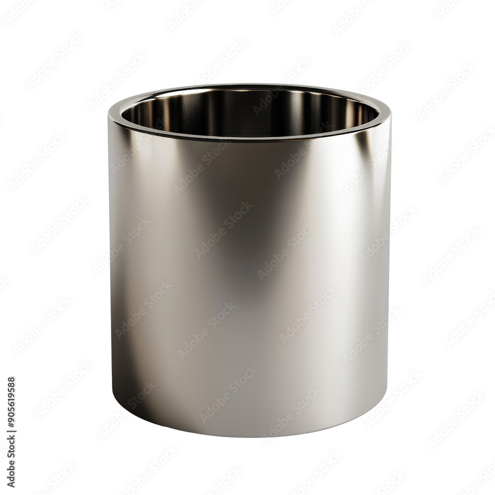 A silver metal container with a shiny surface