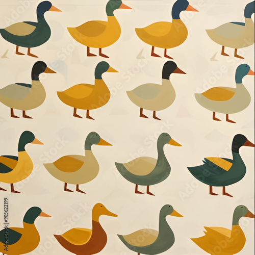 Colorful Ducks Illustration