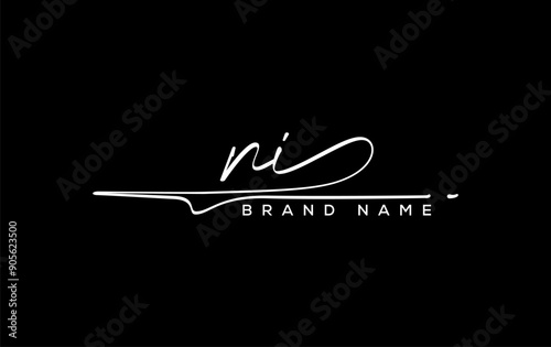NI letter beauty handwriting vector logo.