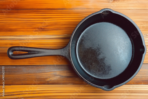 A well-seasoned cast iron p...