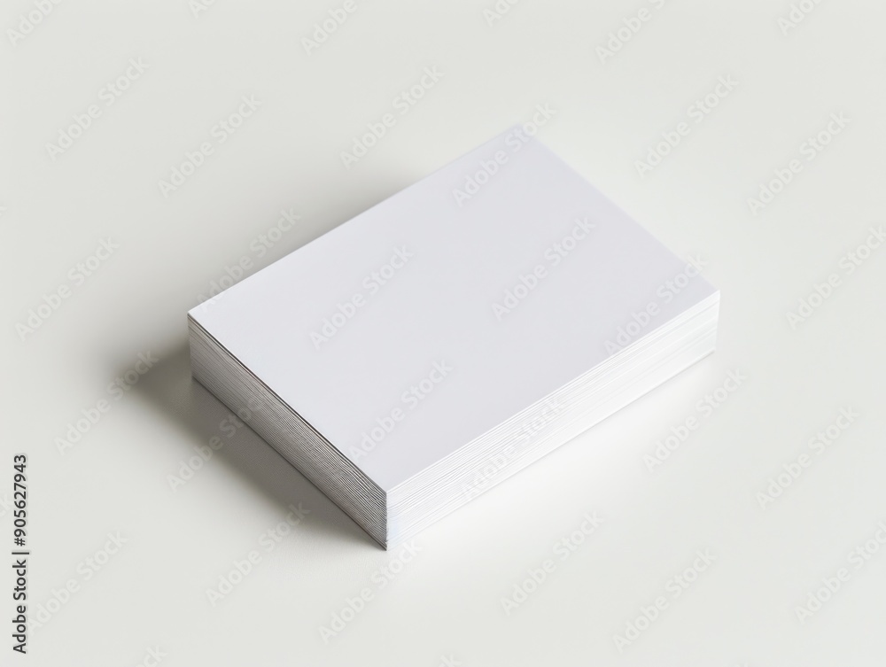 A stack of white business cards. The cards are white and have a simple design A stack of white business cards. The cards are white and have a simple design