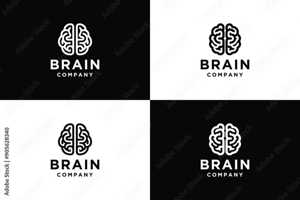 Brain Logo Design Collection. Creative Ideas Logo Collection Human Brain Icon.