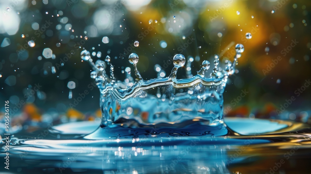 Water droplets form a crown shape