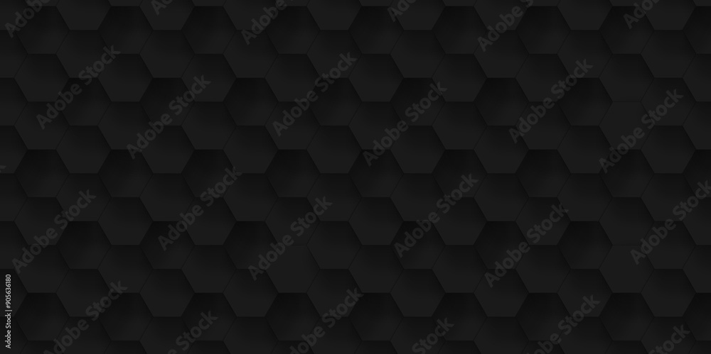 Abstract pattern with hexagonal black technology line paper background. Hexagonal 3d vector grid tile and mosaic structure mess cell. dark black and gray hexagon honeycomb geometric copy space. Abstract pattern with hexagonal black technology line paper background. Hexagonal 3d vector grid tile and mosaic structure mess cell. dark black and gray hexagon honeycomb geometric copy space.