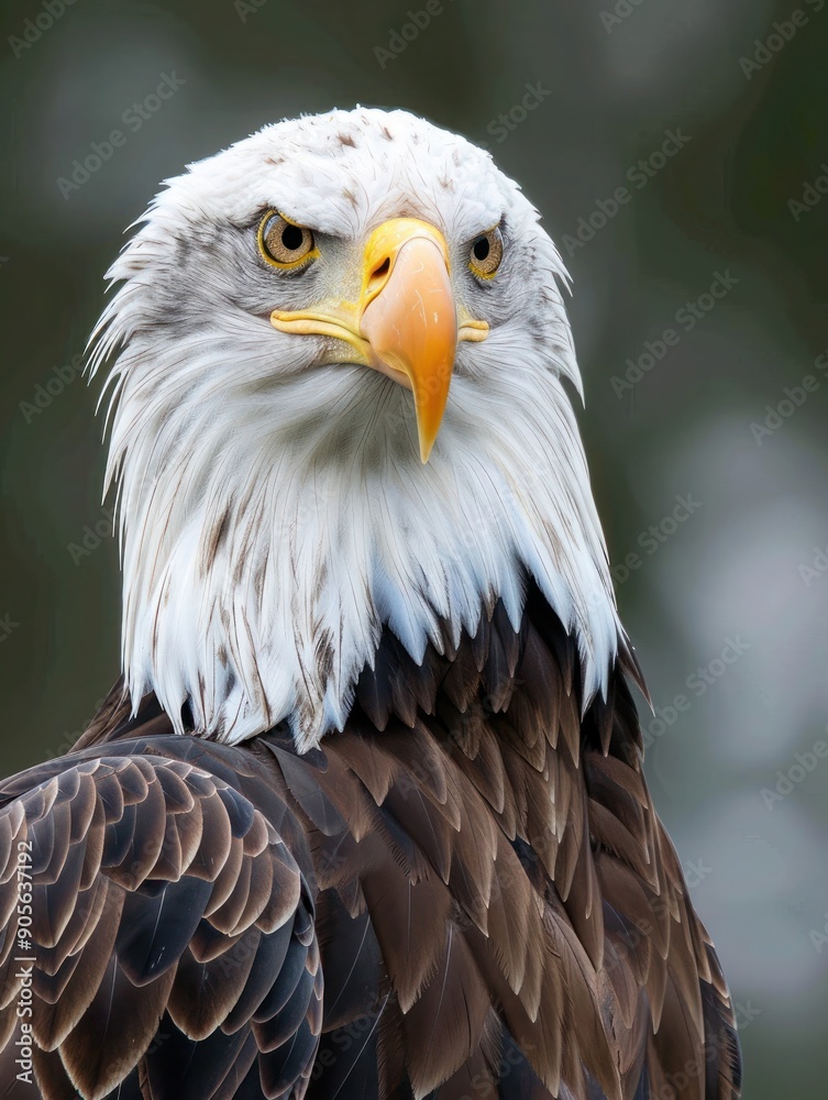 Fototapeta premium Majestic Bald Eagle Portrait Against Black Background