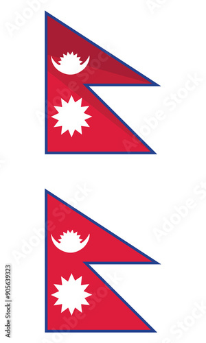 Nepal Round Country Flag. Nepali Nepalese Circle National Flag. Federal Democratic Republic of Nepal Circular Shape Button Banner. EPS Vector Illustration.