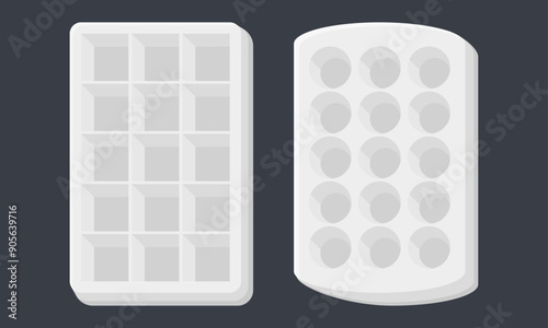 Vector White Ice Cube Tray. Simple Ice Cube Tray. Cool and Fresh.