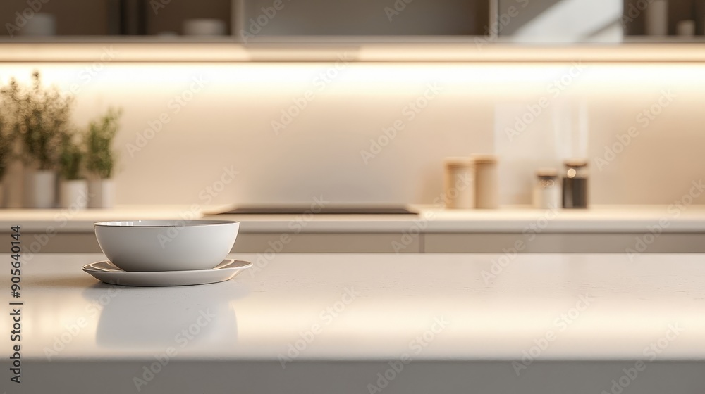 modern style light kitchen close-up of a kitchen counter