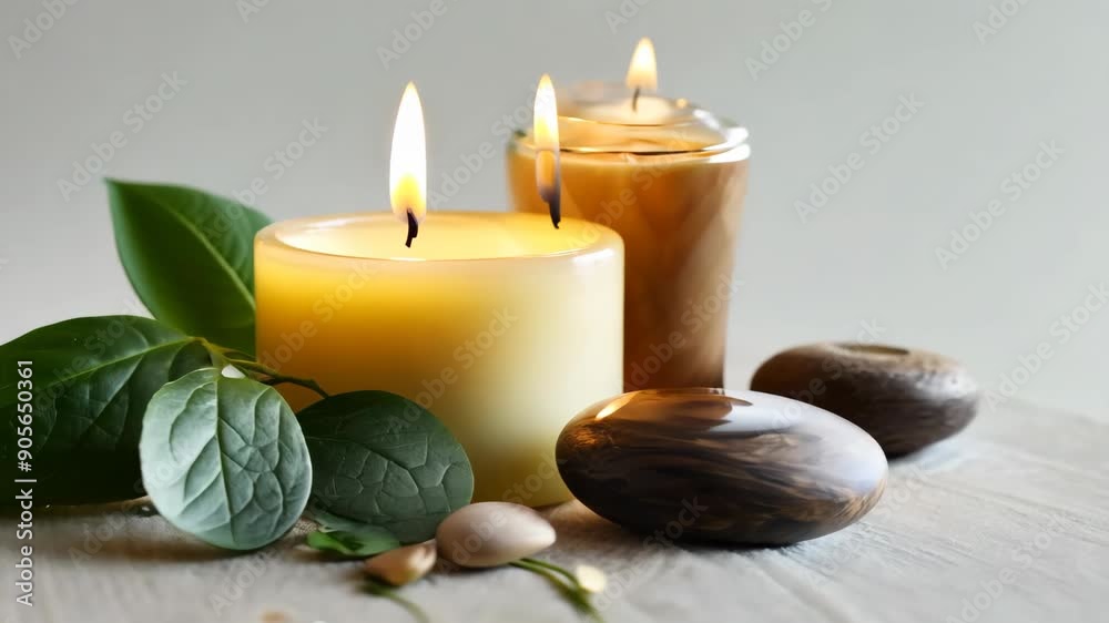 Relaxation and Wellness Candles and Stones for Spa Setting Relaxation and Wellness Candles and Stones for Spa Setting